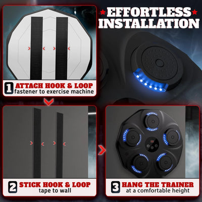 Music Boxing Machine for Adults Durable Wall Mounted Bluetooth Music Punching Machine with 9 Modes Shock Absorbing Pads LED Screen & Included Gloves Boxing Equipment for Training at Home