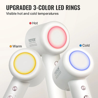 VEVOR High-Speed Hair Dryer with 102,000RPM Brushless Motor, 200 Million Negative Ions Hair Blow Dryer, 3-Color Temp LED Lights & 2 Speeds, Lightweight Hairdryer with Diffuser & Nozzle for Home Travel
