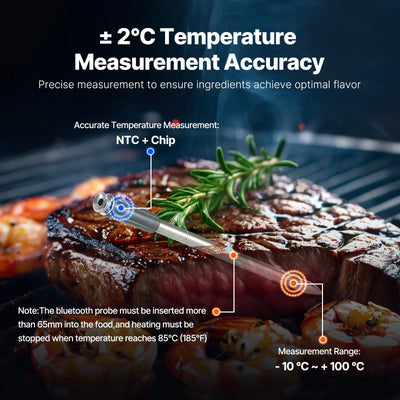VEVOR Wireless Meat Thermometer Bluetooth Meat Probe 500 Ft Range for Cooking
