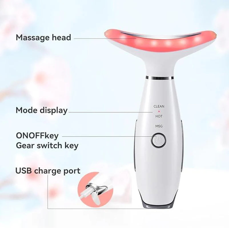 7-In-1 Neck Face Massager, 7 Color Led Face Neck Massage for Skin Care at Home, Portable Facial Massager,Face Sculpting Tool,Multifunctional Vibration