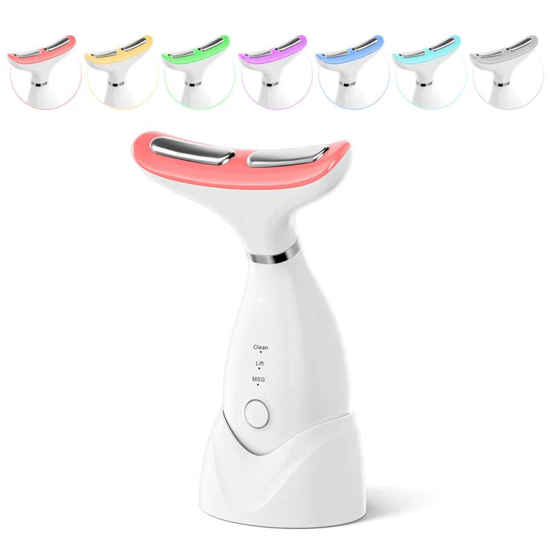7-In-1 Neck Face Massager, 7 Color Led Face Neck Massage for Skin Care at Home, Portable Facial Massager,Face Sculpting Tool,Multifunctional Vibration