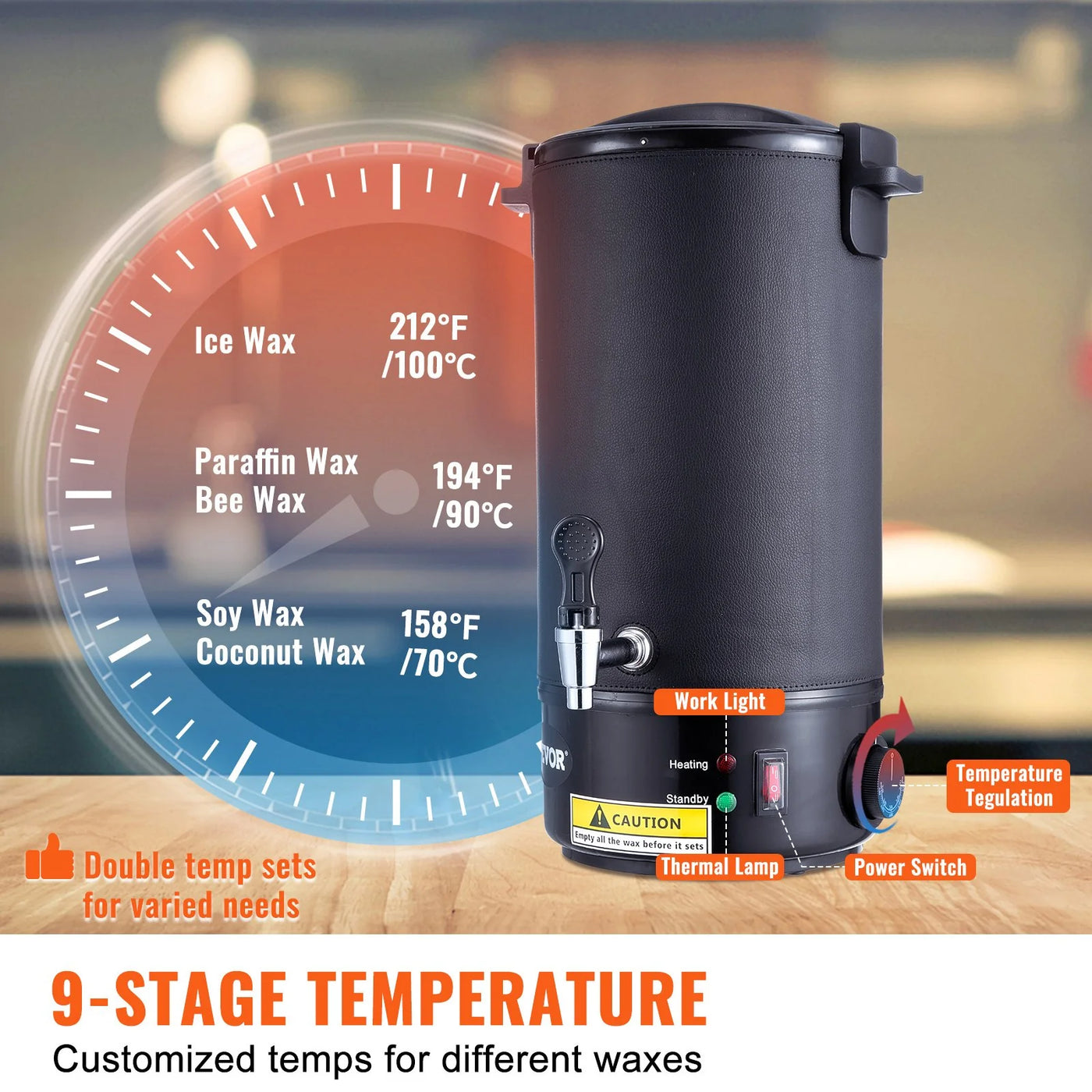 VEVOR 10 L Wax Melter for Candle Making, Extra Large Electric Wax Melting Pot, with Easy Pour Spout and 9-Level Temp Control, Easy Clean for Candle Soap Cream Beauty Bulk Production Business or Home