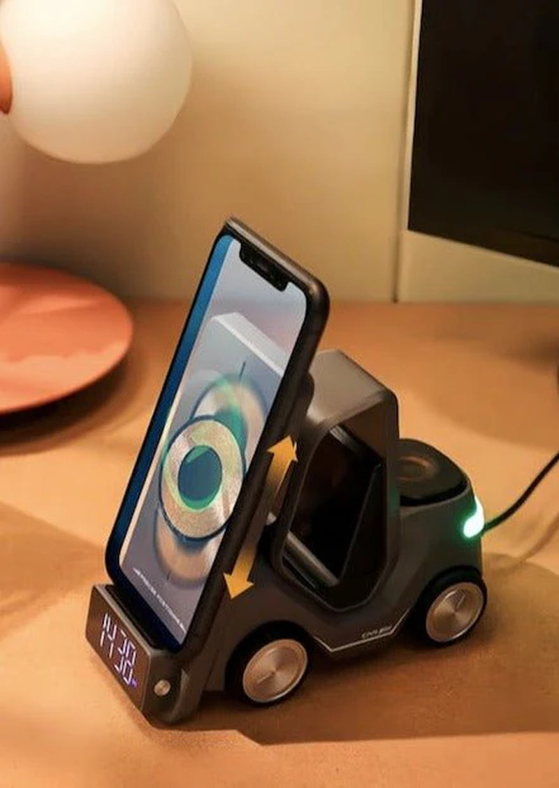 4 in 1 Forklift Fast Wireless Charging Station Dock for Iphone, Airpods & Apple Watch