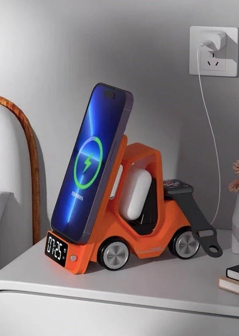 4 in 1 Forklift Fast Wireless Charging Station Dock for Iphone, Airpods & Apple Watch